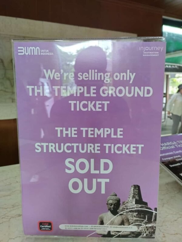 Bordje Klim omhoog met uitverkochte tickets. Vaak is het uitverkocht - Precio de la entrada al templo de Borobudur y horarios de apertura en 2025 - Goajomblang.com